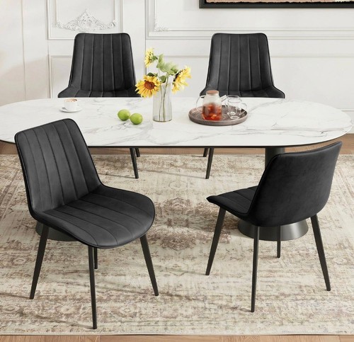 Grey velvet dining - chairs, set