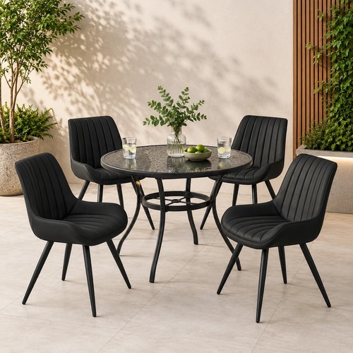 Set black upholstered - of, 4