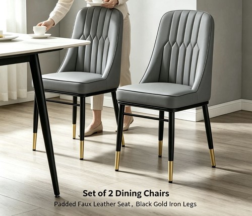 2pack grey leather dining - pu,