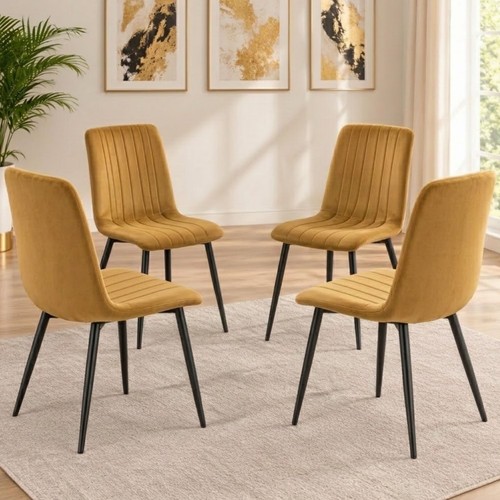 Set brown velvet dining - 4,