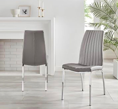 Grey leather upholstered - 2x,